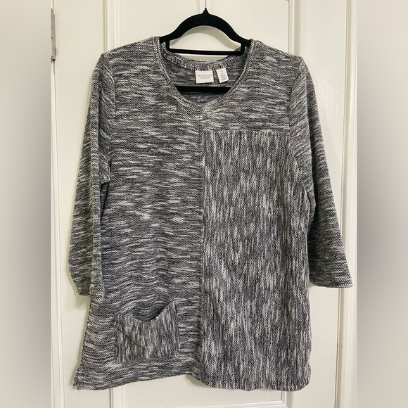 Chicos Weekends Textured Tunic Women's Size 2/Med 3/4 Sleeve Pocket NWOT - Picture 1 of 6